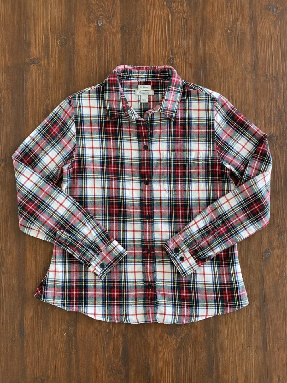 L.L.Bean Red Tartan Scotch Plaid Flannel Shirt Relaxed Fit 100% Cotton Small